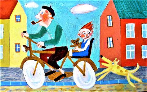 Solve Riding With Father On The Back Of His Bike Jigsaw Puzzle Online