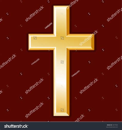 Christianity Symbol Golden Cross Icon Of The Christian Faith Isolated