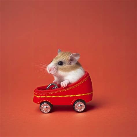 Premium Ai Image Hamster In A Red Toy Car