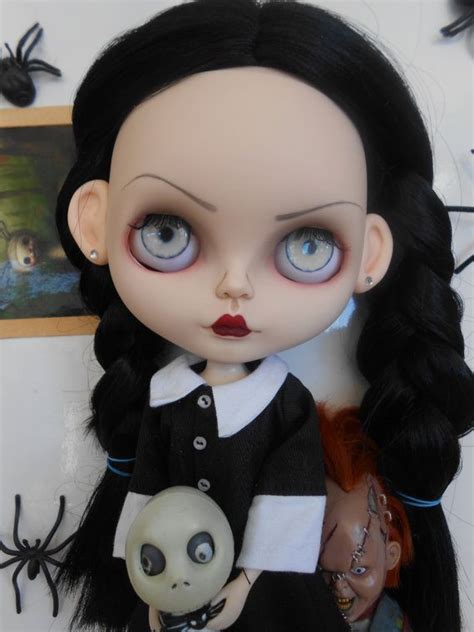 custom wednesday addams blythe doll with ears etsy gothic dolls blythe dolls beautiful dolls