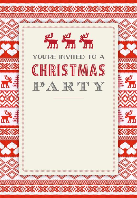 Sweaters Pattern Free Printable Christmas Invitation Template
