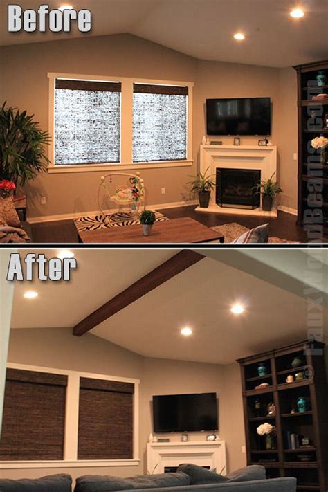 Just because you have a cathedral ceiling in your home, doesn't mean you can't enjoy the beautiful decorative texture of wood beams. Multitasking: Install Faux Wood Beams AND Cook... | Faux ...