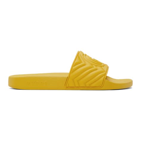 Gucci Yellow Quilted Gg Pool Slides The Fashionisto