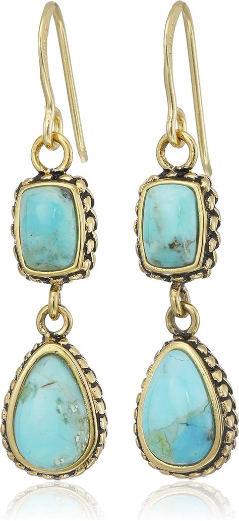 Amazon Com Barse Bronze And Turquoise Multi Shape Drop Earrings Jewelry