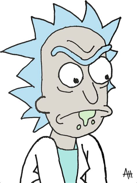 My First Attempt At Drawing Rick From Rick And Morty Pen Colourized