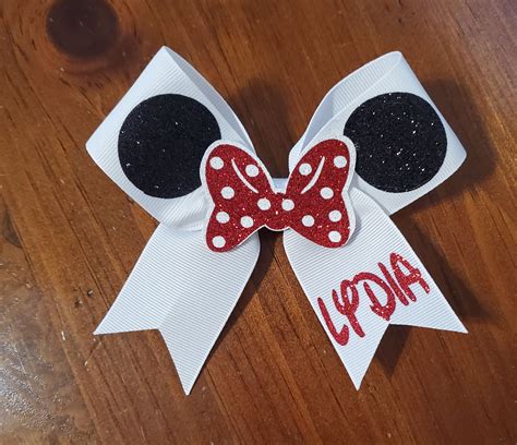 Custom Mini Minnie Cheer Bow Bow With D Image Etsy Cheer Bows Custom Cheer Bows Disney Bows