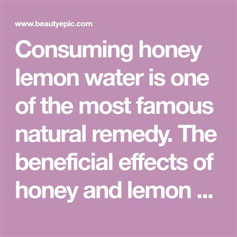 What Happens To Your Body When You Drink Honey With Lemon Water Honey