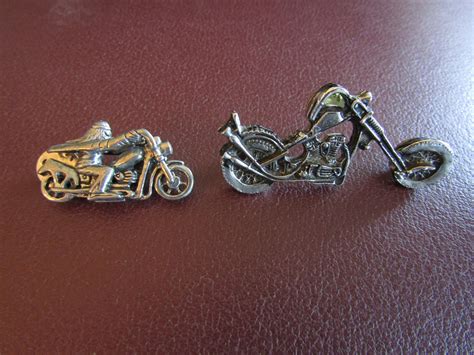 Two Motorcycle Lapel Hat Pins Etsy