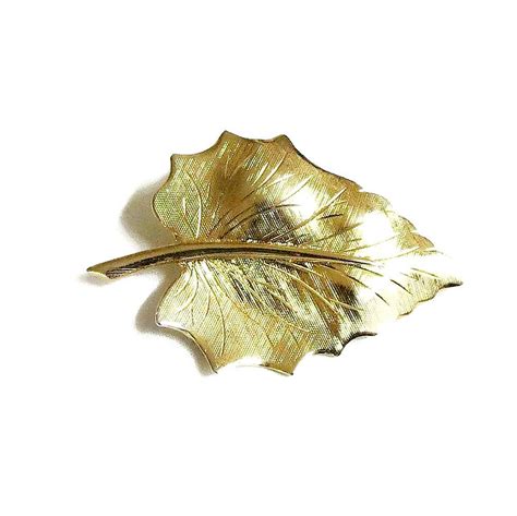 Etched Gold Tone Leaf Brooch Vintage By Myvintagejewels On Etsy