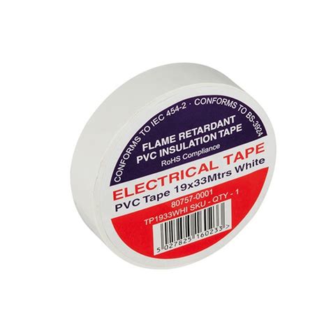 White Electrical Tape Tp1933whi 19x33mtrs Flame Retardant Toolden
