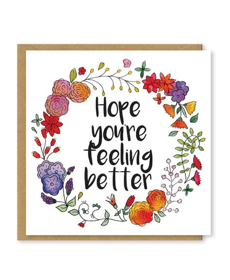 Items Similar To Hope Youre Feeling Better Card Get Well Soon Get