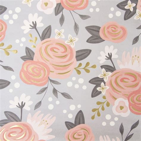 Gold And Peach Flowers Scrapbook Paper By Recollections 12 X 12