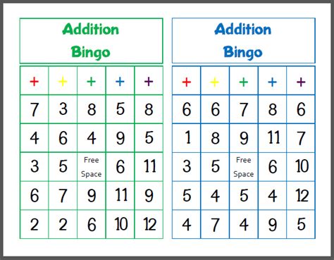 Printable Addition Bingo Mamas Learning Corner