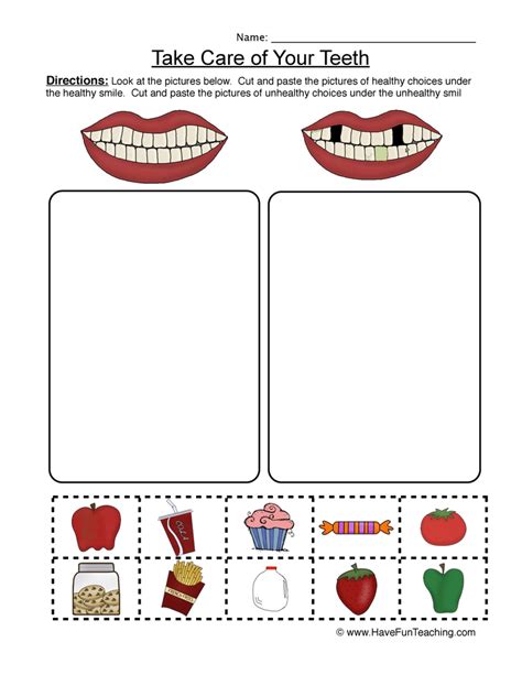 Clean Teeth Worksheet Sorting Have Fun Teaching
