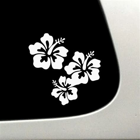 Hibiscus Car Decal Elegantly Blooming Flowers Vinyl Car Stickers For