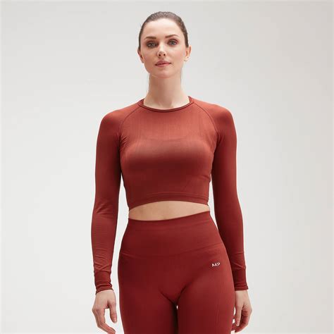 Shape Seamless Ultra Long Sleeve Crop Top Red Myprotein