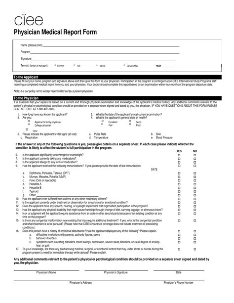Ciee Physician Medical Report Pdf Form Formspal