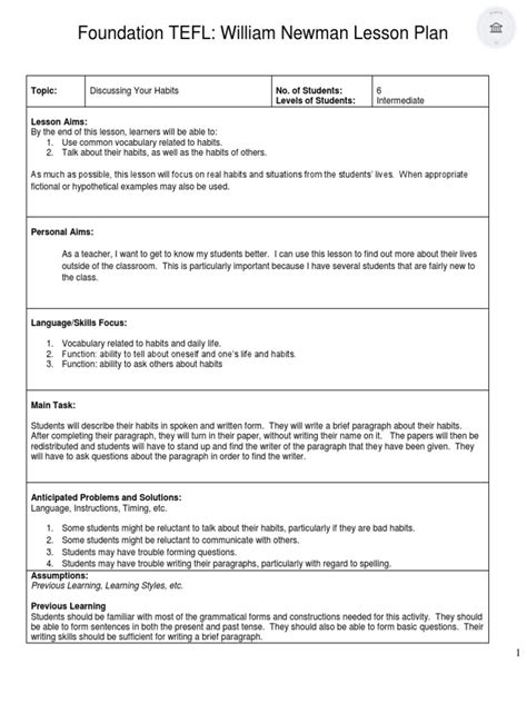 Adults Lesson Plan Efl Pdf Learning Styles Lesson Plan