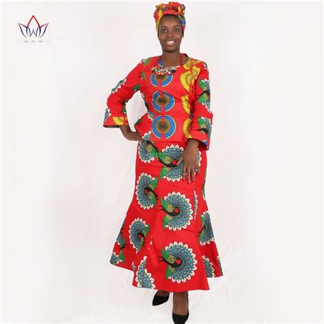 Traditional African Clothes Two Piece Set Crop Top And Maxi Skirt For