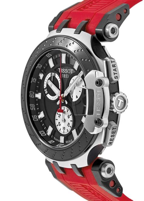 tissot t race chronograph black dial red rubber strap men s watch t115 417 27 051 00