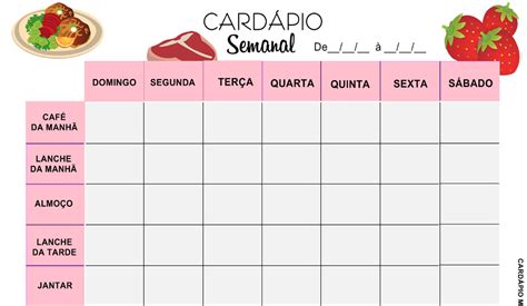 Cardapio Semanal Para Imprimirreeducação Alimentar Cardapio Semanal Para Imprimir ~ Imagens