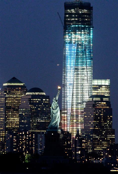 Statue Of Liberty And One World Trade Center In Red White And Blue For