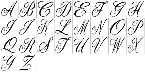 This is a collection of individual alphabets rather than a single font. 10" Single Letter -Monogram- Script Font 11.5 x 11.5" Stencil