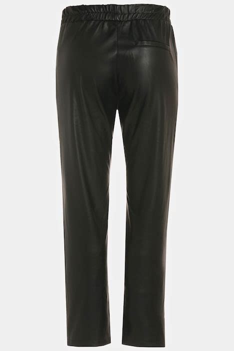 Leather Look Elastic Waist Pants Comfort Pants Pants