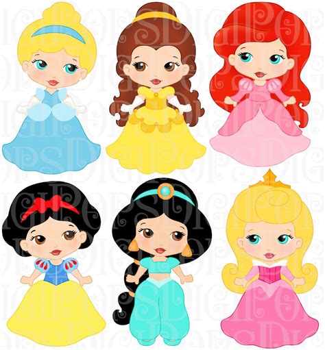 Little Princesses Colored Digital Clip Art Set Personal