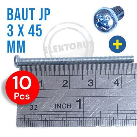 Jual Baut Jp 3x45 Mm 10pcs Drat Halus Baud Mesin Sekrup Transistor