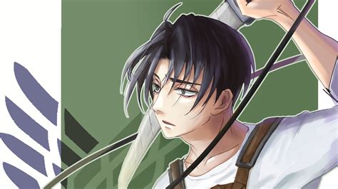 Attack On Titan Levi Ackerman With Sword With Green Background Hd Anime Wallpapers Hd