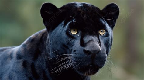 Black Jaguar Looks Directly At The Camera Background A Picture Of