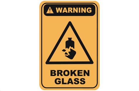 broken glass w30227 national safety signs