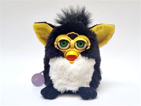 Furby 1998 Penguin Furby Black Fur Neon Green Eyes Generation 8 Highly