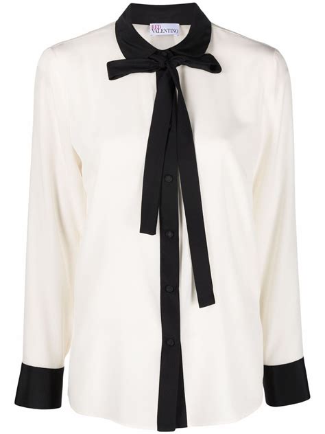 Red Valentino Pussy Bow Silk Blouse Farfetch