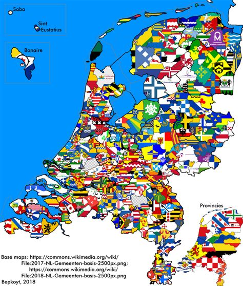 flag map of all municipalities of the netherlands vexillology cartografie oude kaarten