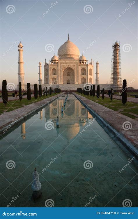The Taj Mahal Mirrored In The Reflecting Pool Agra India Stock Photo
