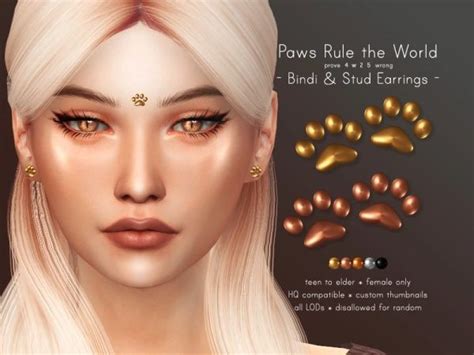 4w25 Paw Bindi And Stud Earrings The Sims 4 Download Simsdomination