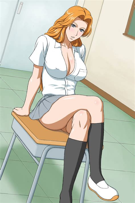 X Bokkis Matsumoto Rangiku Bleach Highres 1girl Arm Support Blue