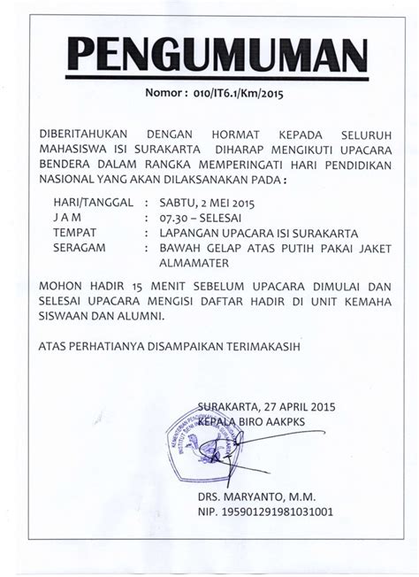 Contoh Pengumuman Di Sekolah Homecare24