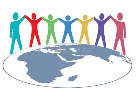 People Colors Hold Hands And Arms On World Map Stock Illustration