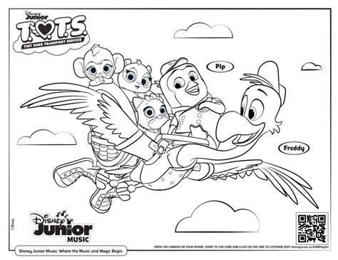 The Disney Junior Movie Coloring Pages With Characters Flying Through
