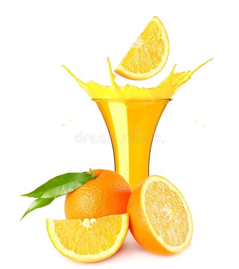 Orange Juice Splash Isolated On White Background Orange Juice In Glass