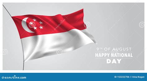 Singapore Happy National Day Greeting Card Banner Horizontal Vector