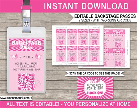 free printable backstage pass template free printable templates