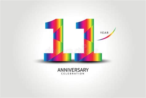11 Year Anniversary Celebration Logo Colorful Vector 11 Number Design