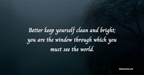 Better Keep Yourself Clean And Bright You Are The Window Through Which