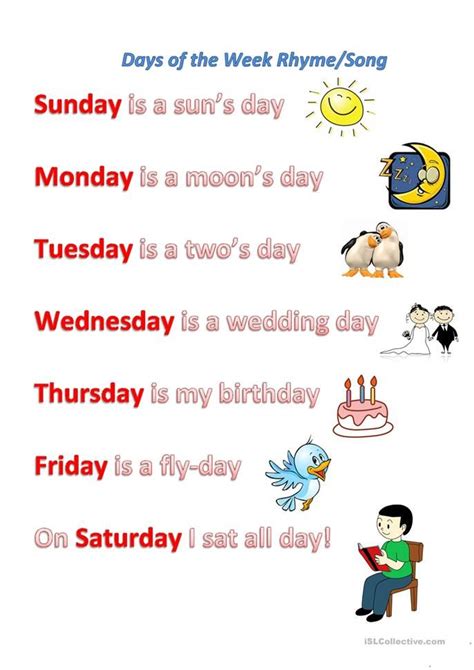 days   week rhymesong english poems  kids kindergarten
