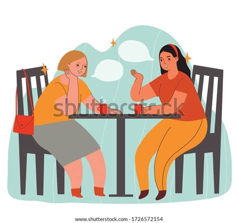 Two Young Women Talking Each Other Stock Vector Royalty Free