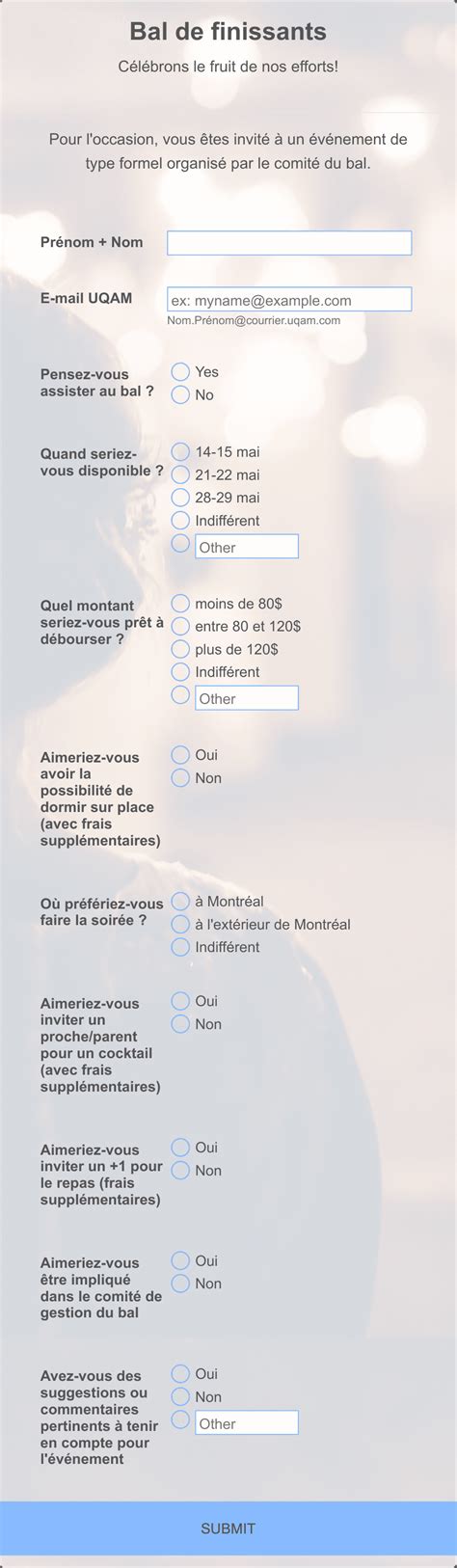 Sondage Bal Uqam 2022 Modèle Du Formulaire Jotform